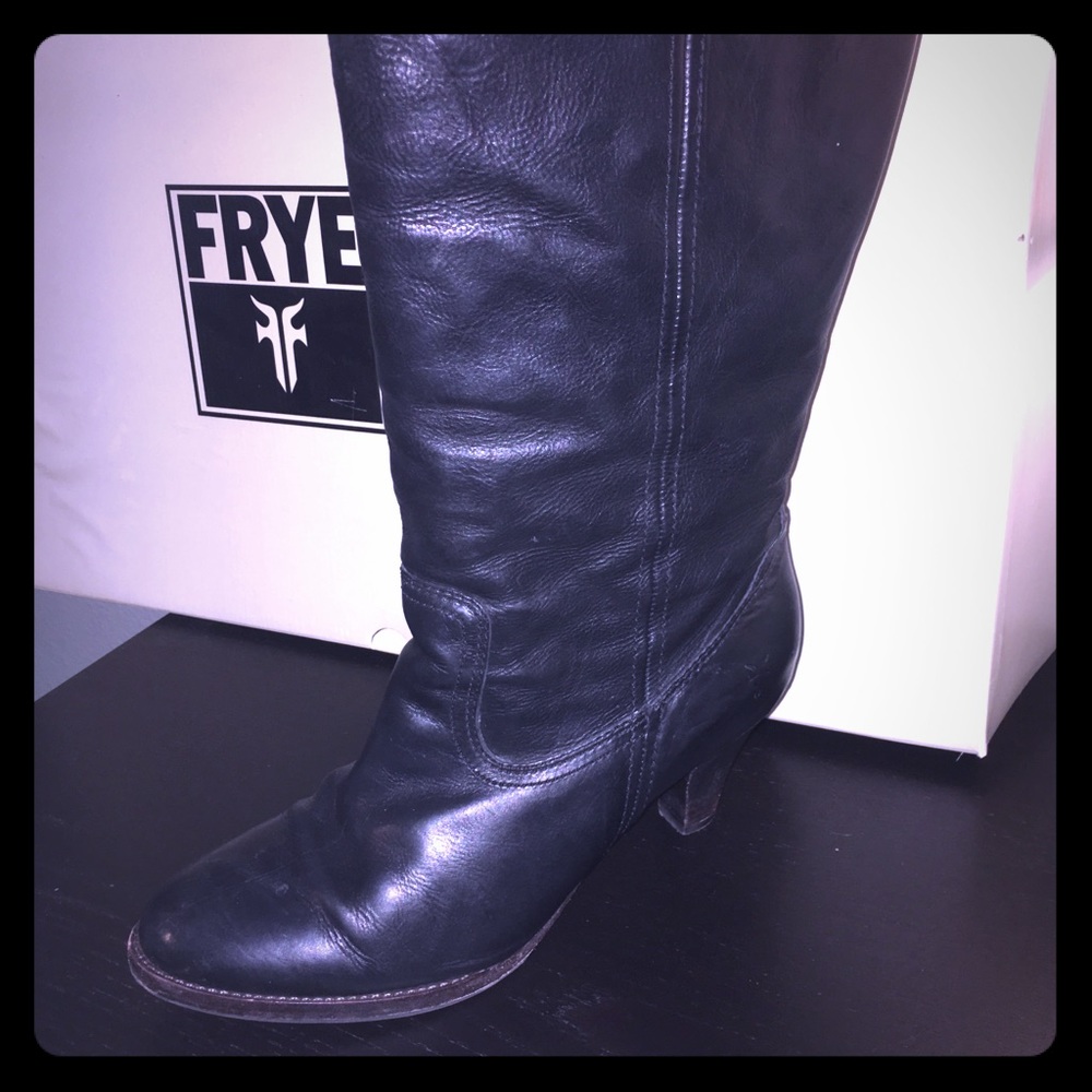 Genuine Frye Tall Boots Black Sz 8.5M Tina Campus
